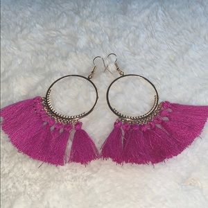 Purple tassel earrings
